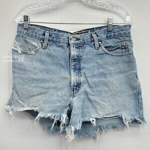 Harley-Davidson Vintage Biker Blues High-Waist Denim Cutoff Shorts USA Made